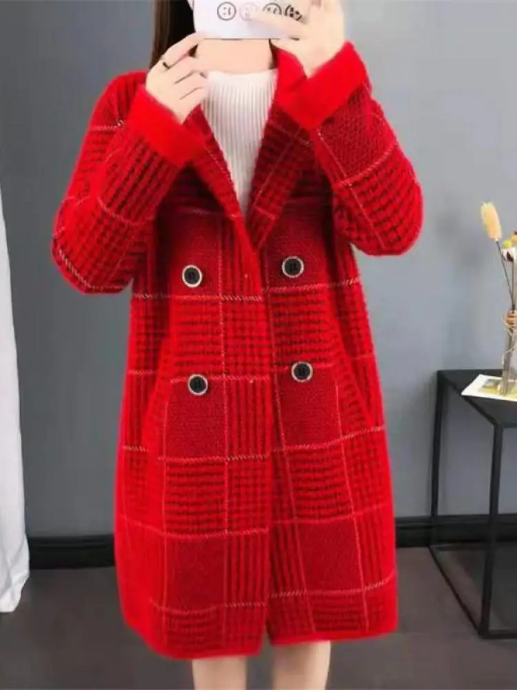 Autumn And Winter 2023 Women's Medium Long Thick Square Plaid Woolen Coat Trend Fashionable Korean Long Sleeve Warm Overcoat New 
Autumn And Winter 2023 Women's Medium Long Thick Square Plaid Woolen Coat Trend Fashionable Korean Long Sleeve Warm Overcoat New
