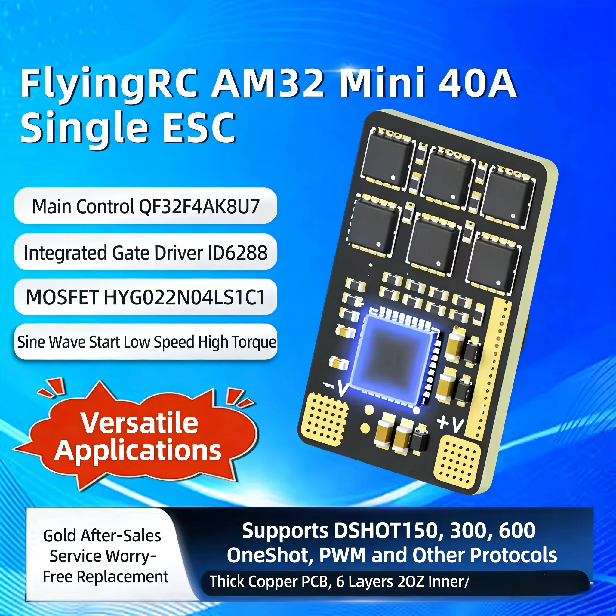 FlyingRC Mini ESC 40A V1 with F4Wing Mini FC and BEC 32-bit monoblock ESC For FPV Drone Quadcopter Flight Controller RC Cars
FlyingRC Mini ESC 40A V1 with F4Wing Mini FC and BEC 32-bit monoblock ESC For FPV Drone Quadcopter Flight Controller RC Cars