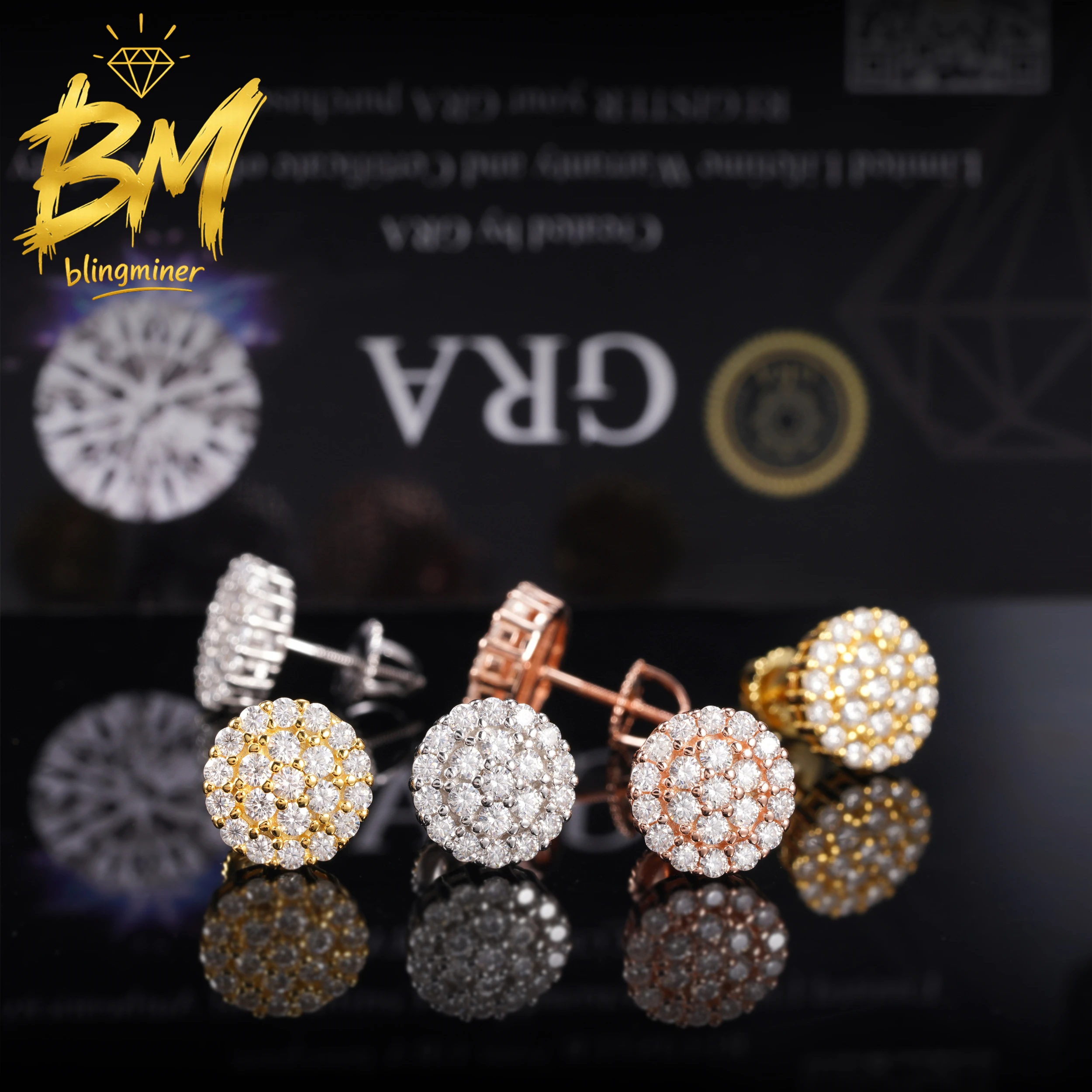 Blingminer 10.5mm Round VVS Moissanite Earrings For Men Women S925 Silver Iced Out Ear Studs Pass Diamonds Tester Free Shipping
Blingminer 10.5mm Round VVS Moissanite Earrings For Men Women S925 Silver Iced Out Ear Studs Pass Diamonds Tester Free Shipping