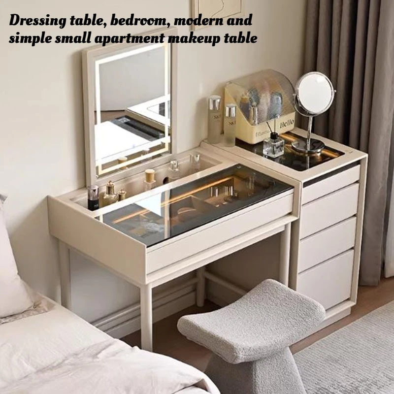 White Luxury Dressing Table Mirror Led Light Makeup Design Dressing Table Glass Top Ornaments Storage Bedroom Home Furniture
White Luxury Dressing Table Mirror Led Light Makeup Design Dressing Table Glass Top Ornaments Storage Bedroom Home Furniture