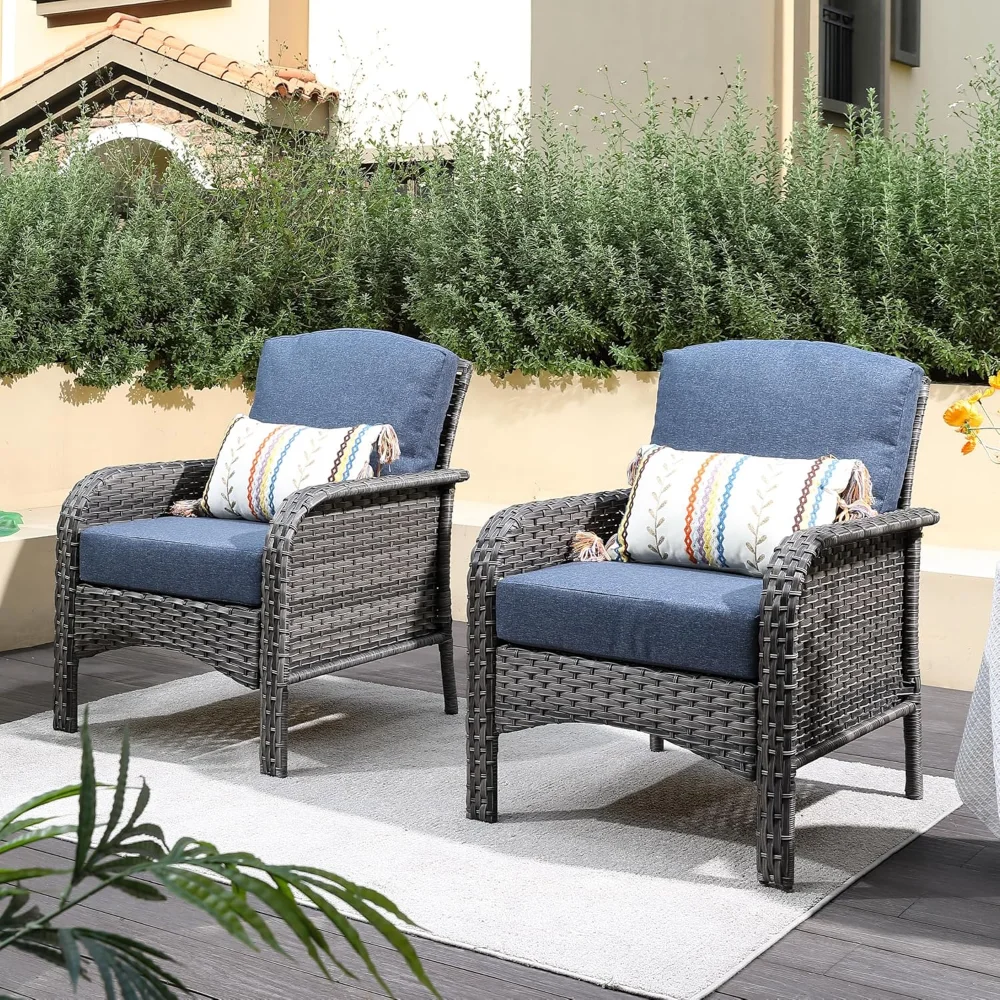 2 Pack Wicker Patio Furniture Chairs,Outdoor Rattan Chairs with Armrest Support 250 lb,Blue
2 Pack Wicker Patio Furniture Chairs,Outdoor Rattan Chairs with Armrest Support 250 lb,Blue