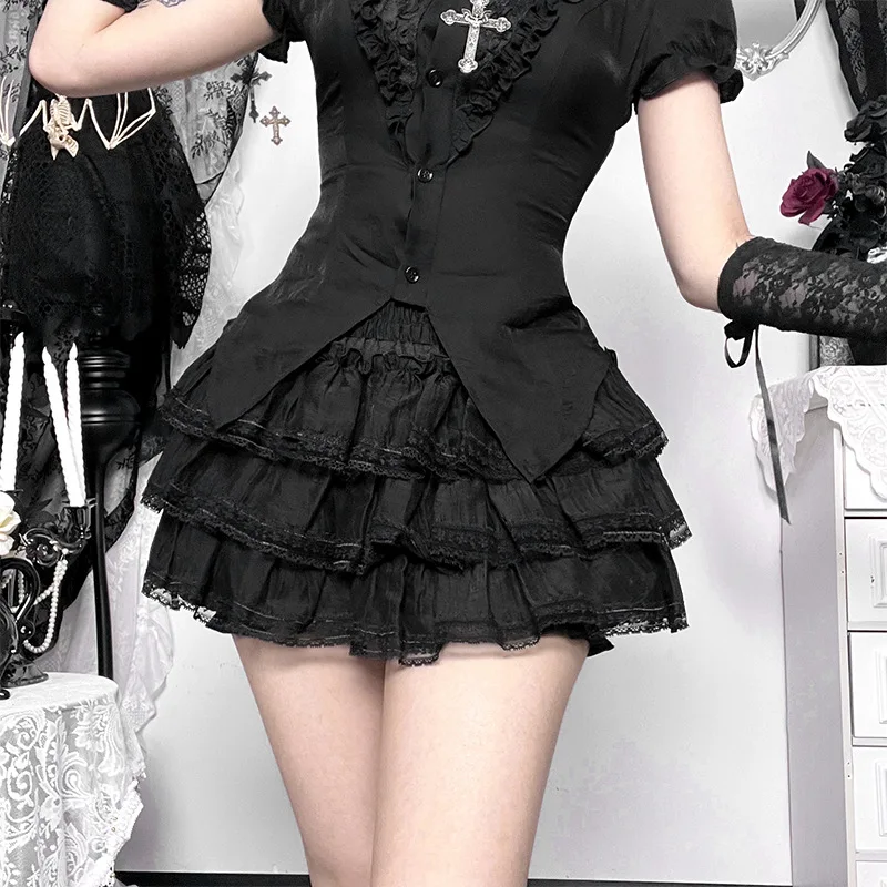 Black Y2k Punk Mini Skirts For Women Summer High Waist Pleated Gothic Cake Skirt Woman Streetwear A Line Short Skirt Mujer
Black Y2k Punk Mini Skirts For Women Summer High Waist Pleated Gothic Cake Skirt Woman Streetwear A Line Short Skirt Mujer