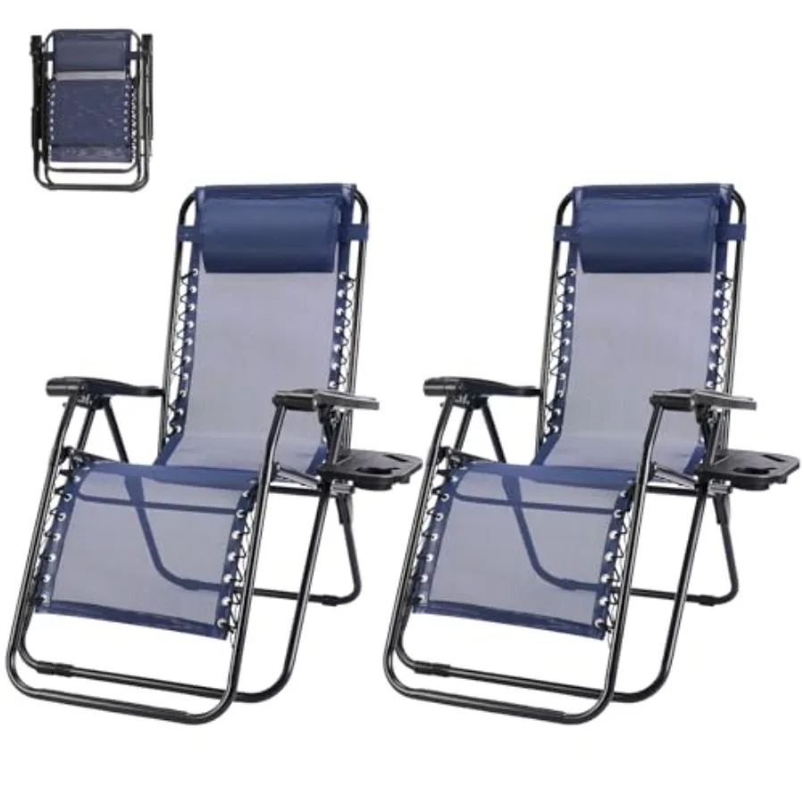Zero Gravity Chair Set of 2, Lounge Chair Folding Portable Adjustable Camping Reclining Chairs with Adjustable Pollow, Mesh Bac
Zero Gravity Chair Set of 2, Lounge Chair Folding Portable Adjustable Camping Reclining Chairs with Adjustable Pollow, Mesh Bac