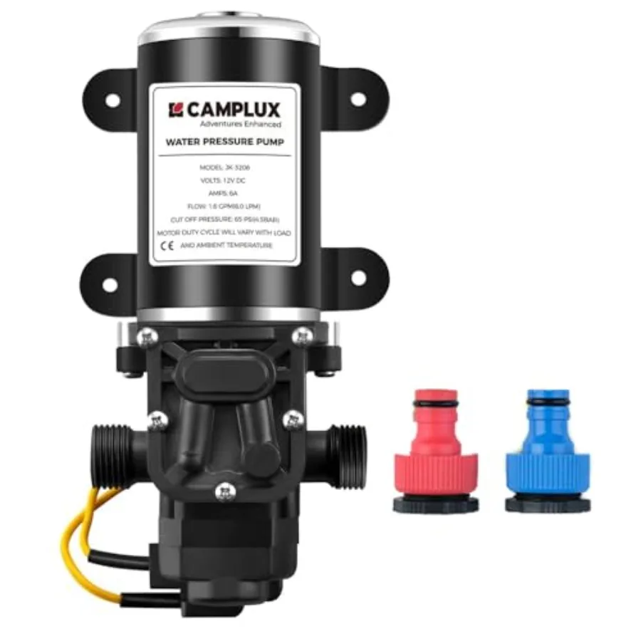 DC 12V Self-Priming 1.6 GPM Diaphragm Pump 65 PSI for RV Marine Yacht Camping
DC 12V Self-Priming 1.6 GPM Diaphragm Pump 65 PSI for RV Marine Yacht Camping