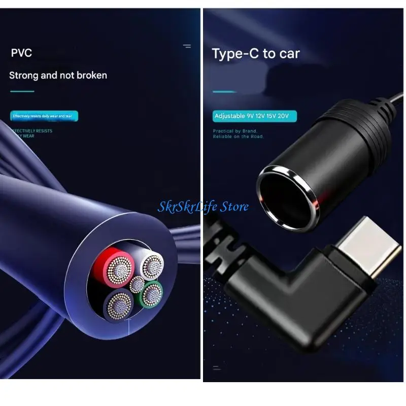 E65E Multiple Voltages Setting Type C to Car Adapter 9V 12V 15V 20V PD Fast Charging Universal for Electronics Use
E65E Multiple Voltages Setting Type C to Car Adapter 9V 12V 15V 20V PD Fast Charging Universal for Electronics Use