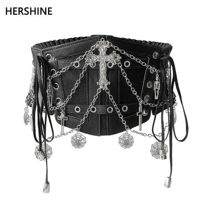 HERSHINE женский черный модный эластичный широкий пояс с крестом и паутиной и черепом, Y2K, готический панк-стиль Харадзюку, весна, лето
HERSHINE женский черный модный эластичный широкий пояс с крестом и паутиной и черепом, Y2K, готический панк-стиль Харадзюку, весна, лето
