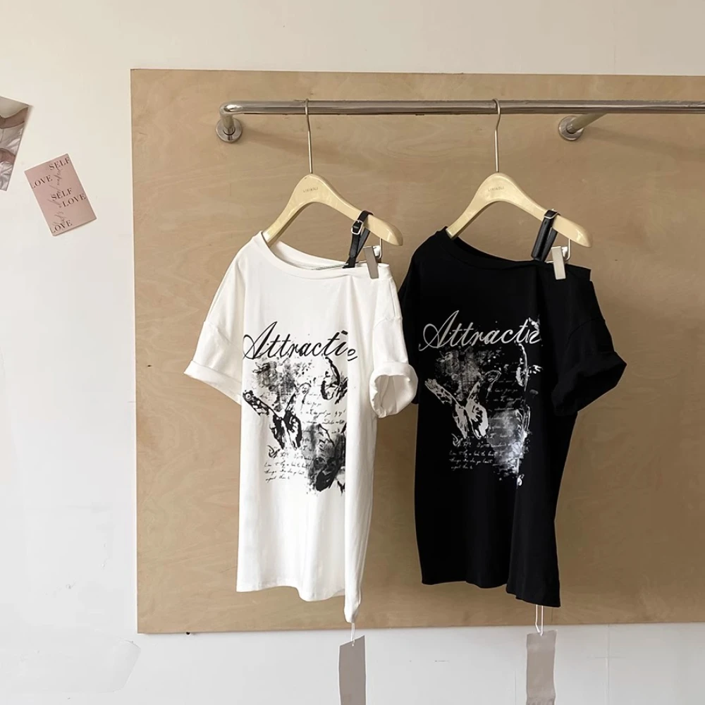 Short sleeve Tshirt Tees Tops Female Heavy industry butterfly-patch Tees Female loose short-sleeved off-the-shoulder for summer
Short sleeve Tshirt Tees Tops Female Heavy industry butterfly-patch Tees Female loose short-sleeved off-the-shoulder for summer