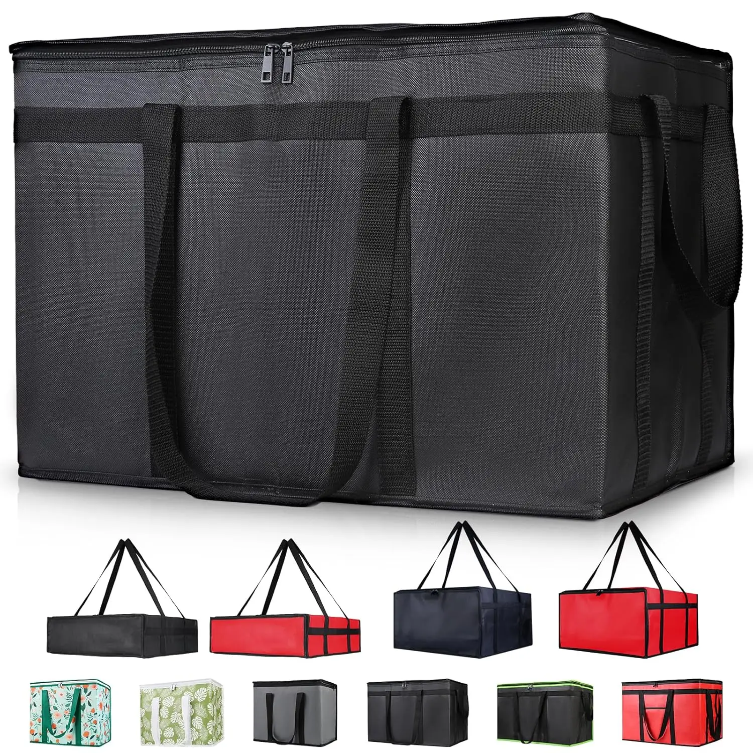 XXXL Insulated Food Delivery Bag, Reusable Grocery Cooler/Hot Tote for Shopping/Travel/Doordash, 22x14x13, Black, 1-Pack
XXXL Insulated Food Delivery Bag, Reusable Grocery Cooler/Hot Tote for Shopping/Travel/Doordash, 22x14x13, Black, 1-Pack