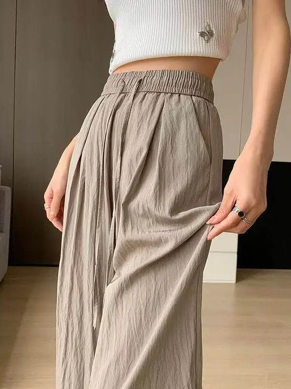 Casual Ice Silk Quick Dry Wrinkle Cool Wide Leg Pants Women Summer Thin Loose High Waist Drape Sun Protection Yamamoto Pants
Casual Ice Silk Quick Dry Wrinkle Cool Wide Leg Pants Women Summer Thin Loose High Waist Drape Sun Protection Yamamoto Pants