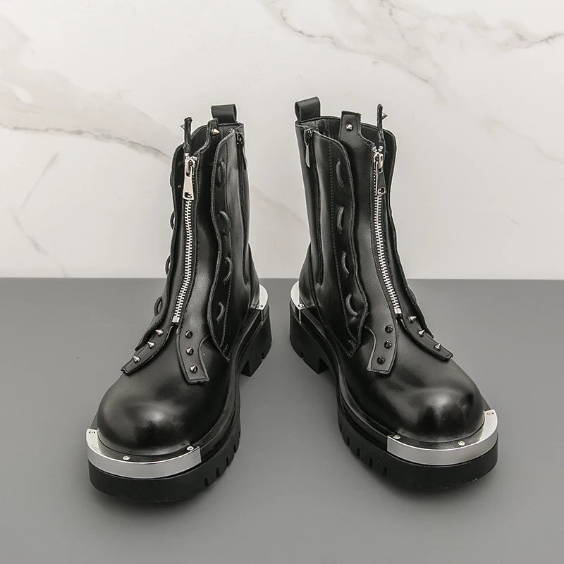 European American Fashion Trend High Top Men Boots Height Increasing Metallic Youth Personality Punk Rivet Motorcycle Boots
European American Fashion Trend High Top Men Boots Height Increasing Metallic Youth Personality Punk Rivet Motorcycle Boots