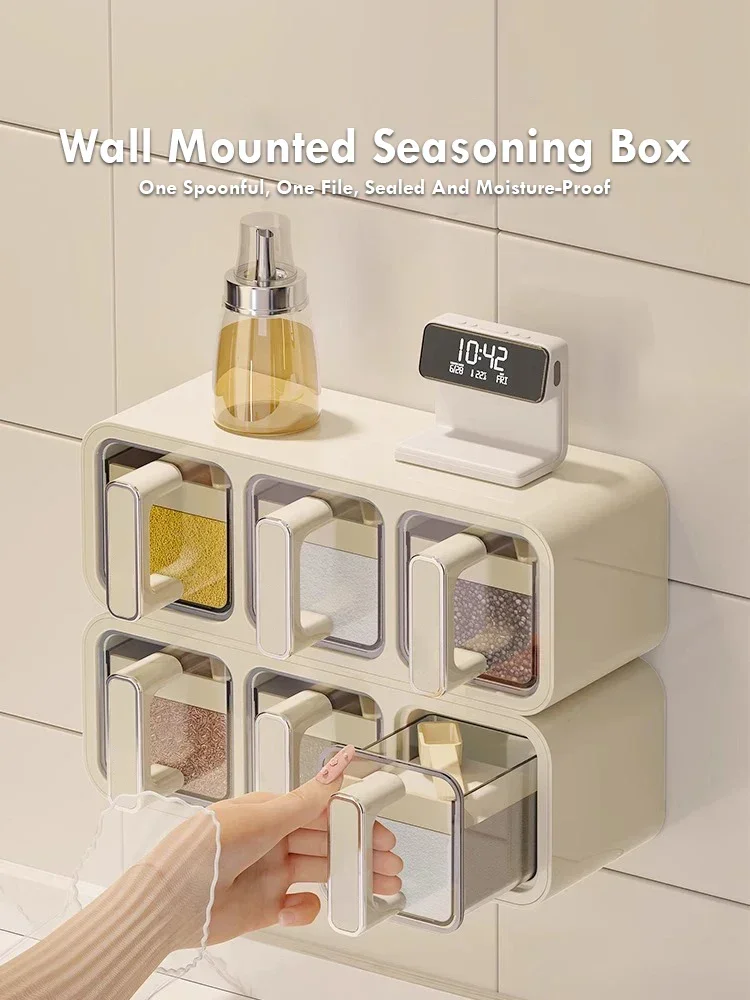 2/3 grid Kitchen Seasoning Box Spice Seasoning Jar with Spoon Wall Mounted Seal Moisture-proof Clear Seasoning Box Sets Oil jar
2/3 grid Kitchen Seasoning Box Spice Seasoning Jar with Spoon Wall Mounted Seal Moisture-proof Clear Seasoning Box Sets Oil jar