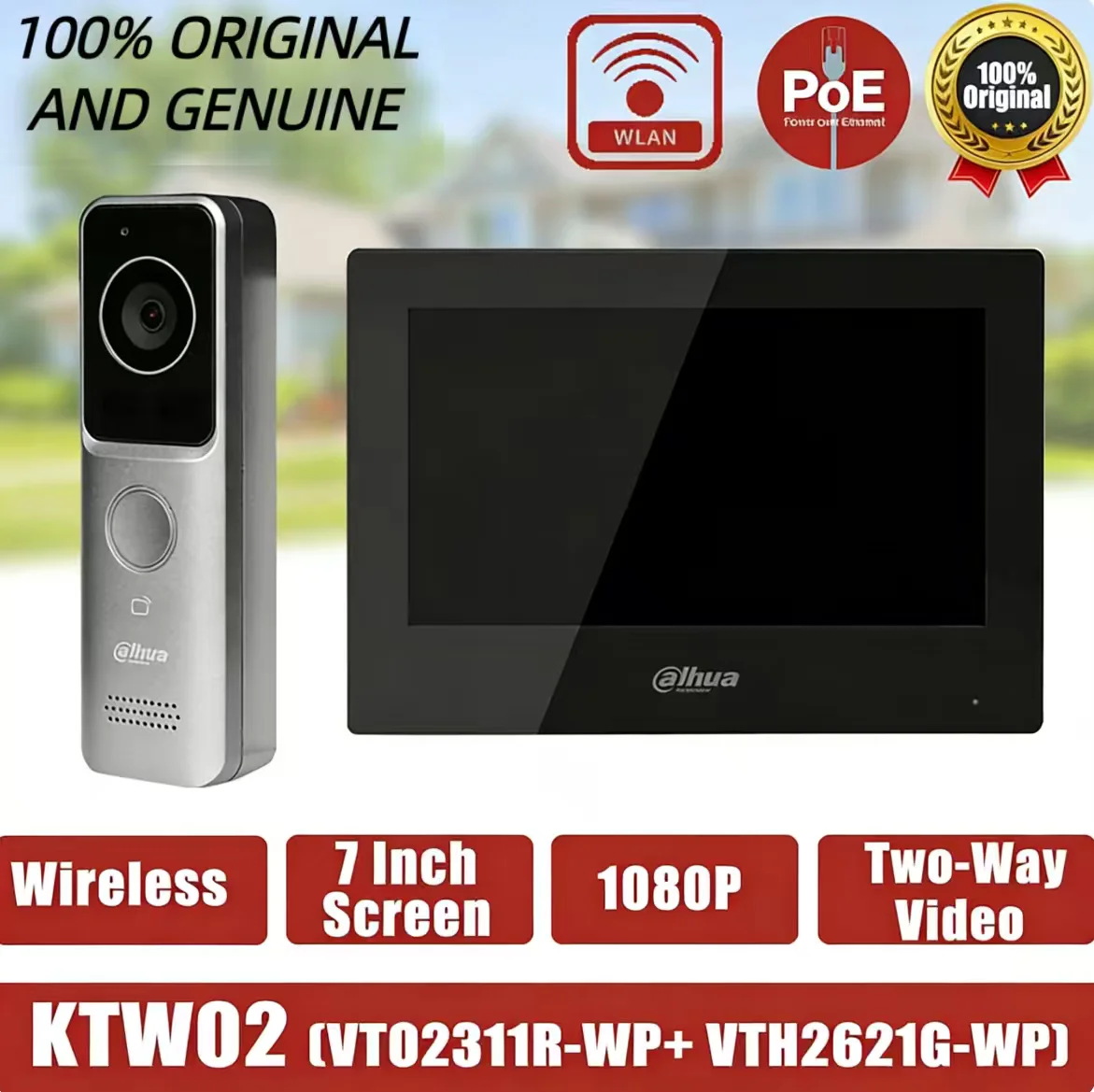 Dahua KTW02 PoE IP Video Intercom Kit Smart Wifi Video Monitor System VTO2311R-WP Doorbell With 7 Inch Screen VTH2621G-WP
Dahua KTW02 PoE IP Video Intercom Kit Smart Wifi Video Monitor System VTO2311R-WP Doorbell With 7 Inch Screen VTH2621G-WP