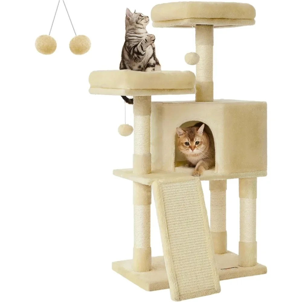 Cat Tower, 45.3-Inch Cat Condo with Scratching Post, Ramp, Perch, Spacious Cat Cave, for Kittens, Elderly Cats, Adult Cats
Cat Tower, 45.3-Inch Cat Condo with Scratching Post, Ramp, Perch, Spacious Cat Cave, for Kittens, Elderly Cats, Adult Cats