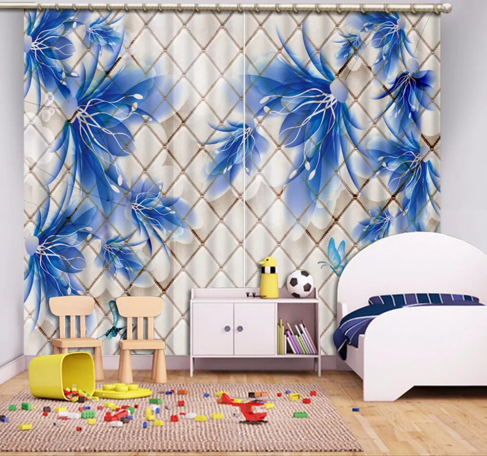 3d curtains Custom any size Checkered blue flowers photo print curtains fashion decor home decoration for bedroom
3d curtains Custom any size Checkered blue flowers photo print curtains fashion decor home decoration for bedroom