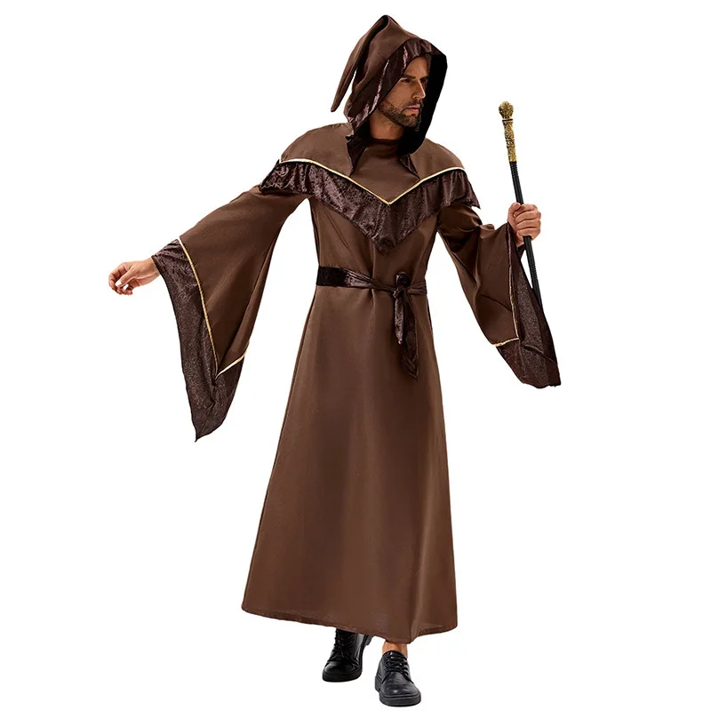 Men's Halloween Wizard Robe Monster Magician Costume Party Performance Church Costume Long Coat Ethnic Stage Costume
Men's Halloween Wizard Robe Monster Magician Costume Party Performance Church Costume Long Coat Ethnic Stage Costume