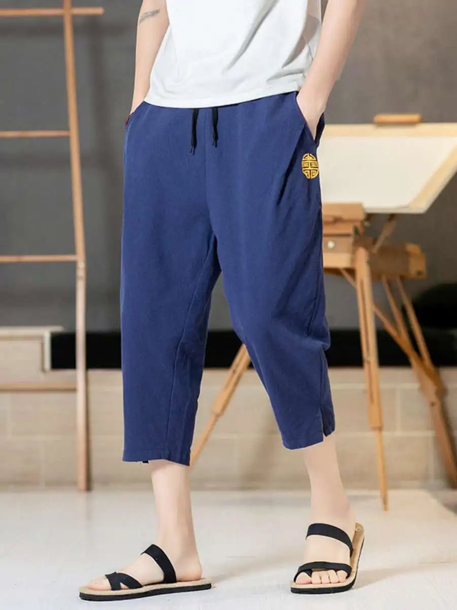 Casual Harlan Sle Cotton Linen Men's mid Waist Seven-Foot Pants Summer Loose Side Buttoned Cuffed Straight Leg Trousers
Casual Harlan Sle Cotton Linen Men's mid Waist Seven-Foot Pants Summer Loose Side Buttoned Cuffed Straight Leg Trousers