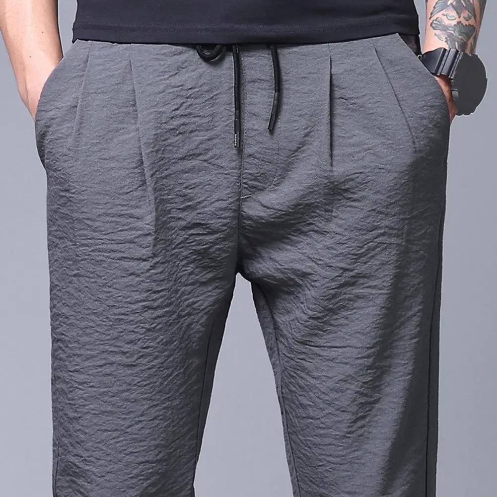 New Summer Men's Casual Trousers Slim Fit Elastic Waist Jogger Korean Pleated Ice Silk Thin Streetwear Male Straight Leg Pants
New Summer Men's Casual Trousers Slim Fit Elastic Waist Jogger Korean Pleated Ice Silk Thin Streetwear Male Straight Leg Pants