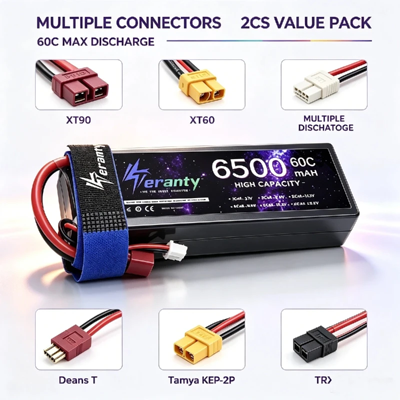 Teranty Hard Case 2S Lipo Battery 6500mah 60C RC Lipo Battery 7.4V with XT90 TRX XT60 TAMIYA Plug for RC Car Airplane Boat Toys
Teranty Hard Case 2S Lipo Battery 6500mah 60C RC Lipo Battery 7.4V with XT90 TRX XT60 TAMIYA Plug for RC Car Airplane Boat Toys