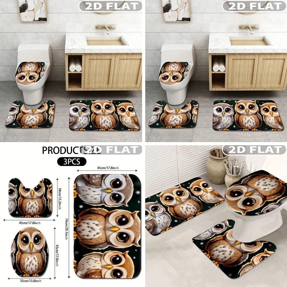 3pcs Owl Print Bathroom Rug Set, 2D Flat Non-Slip Washable Bath Mats for Bathroom Kitchen Bedroom, Includes Contour Mat, Toilet
3pcs Owl Print Bathroom Rug Set, 2D Flat Non-Slip Washable Bath Mats for Bathroom Kitchen Bedroom, Includes Contour Mat, Toilet
