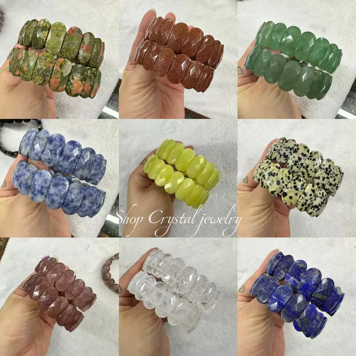Natural about10x20mm Faceted Stone Crystal Agate Amethyst Pyrite Bracelets Bangles Energy for Women For Man For Wholesale
Natural about10x20mm Faceted Stone Crystal Agate Amethyst Pyrite Bracelets Bangles Energy for Women For Man For Wholesale