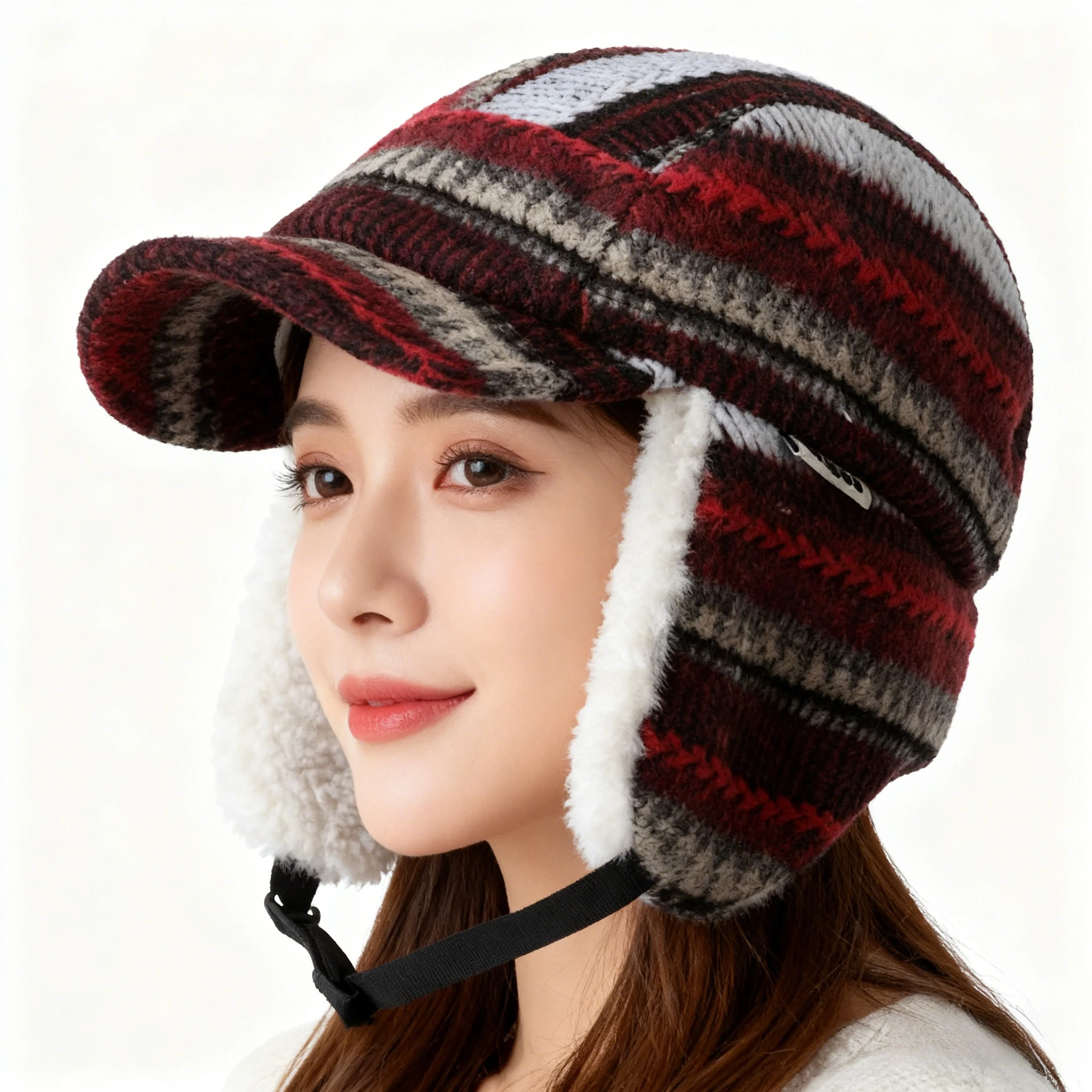 Women's Winter Knit Earflap Hat with Brim Striped Warm Fleece Lined Foldable Earmuffs Trapper Beanie 56-59cm
Women's Winter Knit Earflap Hat with Brim Striped Warm Fleece Lined Foldable Earmuffs Trapper Beanie 56-59cm