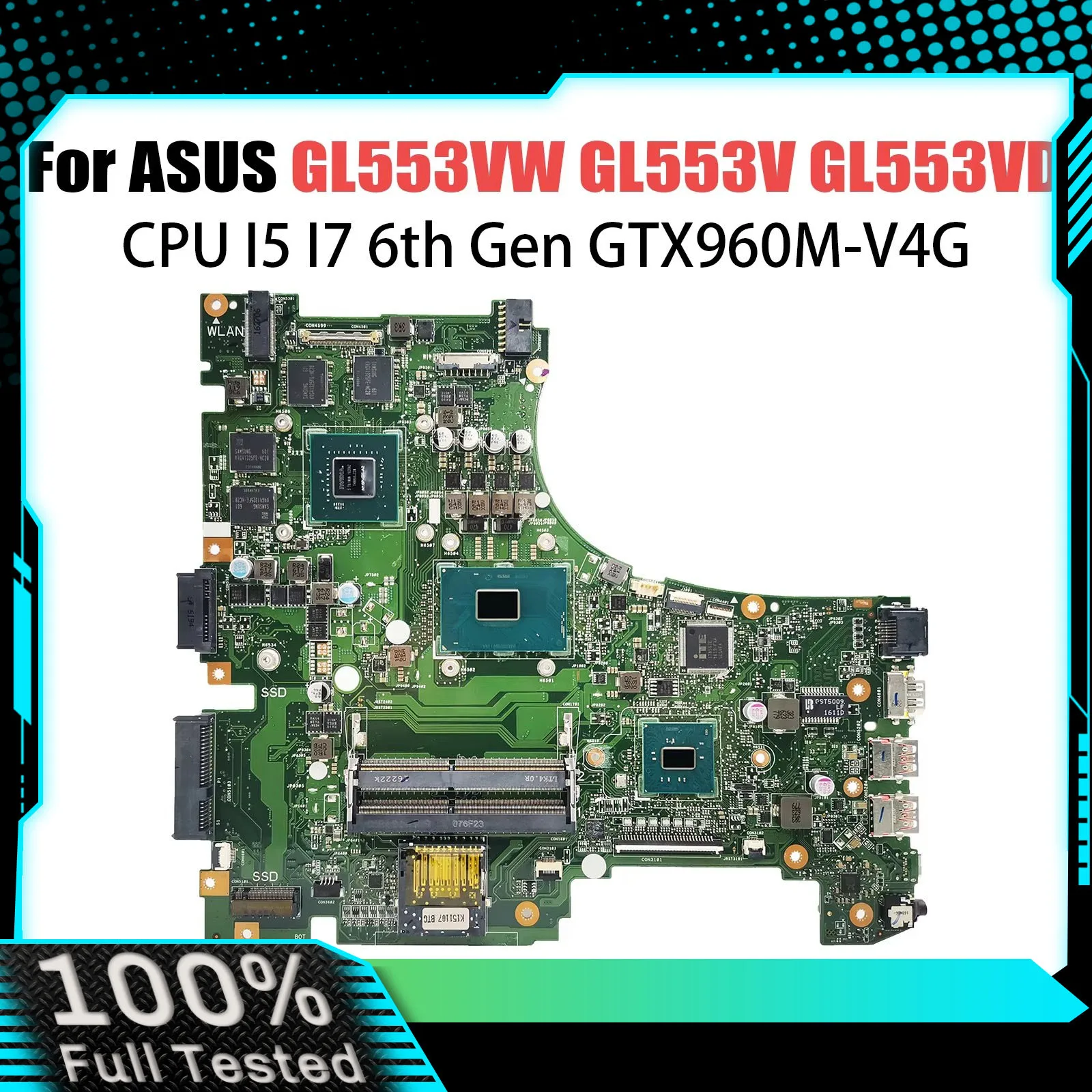 Материнская плата GL553VD для ASUS ROG GL553VE GL553, материнская плата для ноутбука с процессором I5-7300HQ I7-7700HQ GTX1050/GTX1050Ti GPU
Материнская плата GL553VD для ASUS ROG GL553VE GL553, материнская плата для ноутбука с процессором I5-7300HQ I7-7700HQ GTX1050/GTX1050Ti GPU
