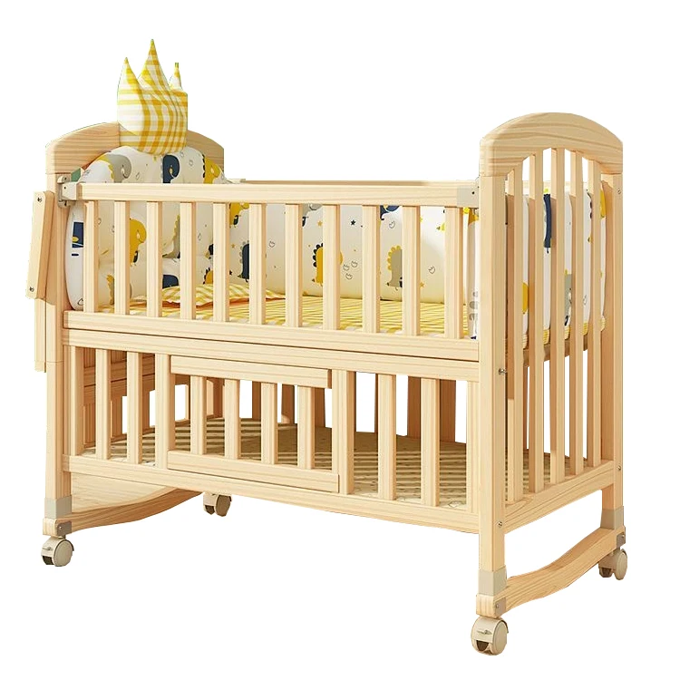 Crib and queen bed Splice bed Solid wood unpainted baby guardrail bed for newborns
Crib and queen bed Splice bed Solid wood unpainted baby guardrail bed for newborns