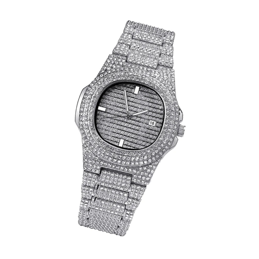 Rhinestone Quartz Watches for Men Steel Zircon Silver Hippop Watch Gifts Christmas Valentine Wedding Birthday
Rhinestone Quartz Watches for Men Steel Zircon Silver Hippop Watch Gifts Christmas Valentine Wedding Birthday