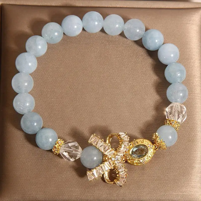 Natural Aquamarine For Women Light Luxury Niche Exquisite High-End Feel Zircon Bowknot Crystal Bracelet
Natural Aquamarine For Women Light Luxury Niche Exquisite High-End Feel Zircon Bowknot Crystal Bracelet