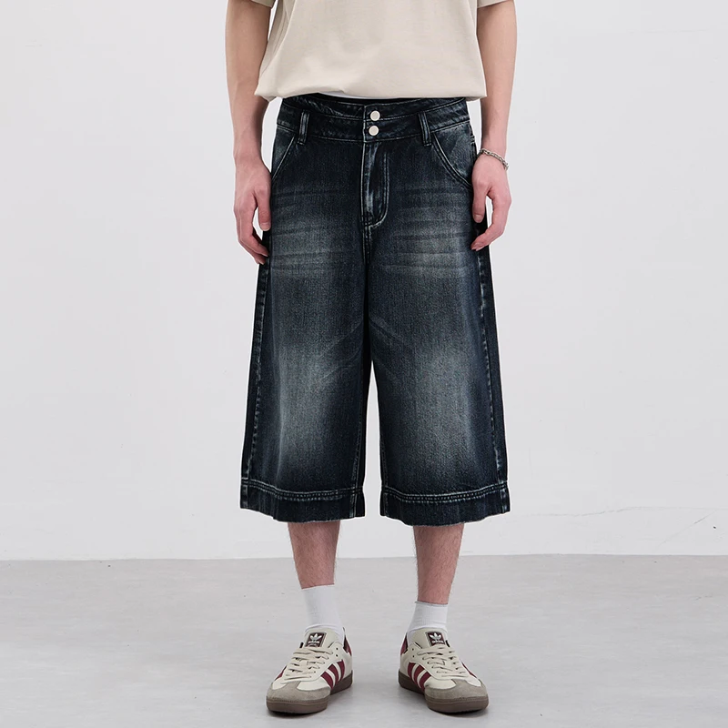 Vintage Deconstructed Doublewaist Summer Men's Denim Shorts Cropped Jean Trendy Wide Leg Casual Knee Length Pants
Vintage Deconstructed Doublewaist Summer Men's Denim Shorts Cropped Jean Trendy Wide Leg Casual Knee Length Pants