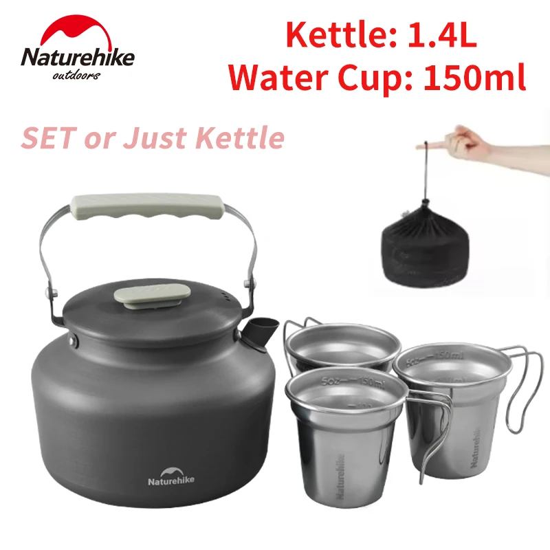 Naturehike Aluminum Alloy 1.4L Kettle Stainless Steel 150ml Cup Camping Picnic Cookware Large Capacity Portable Water Bottle
Naturehike Aluminum Alloy 1.4L Kettle Stainless Steel 150ml Cup Camping Picnic Cookware Large Capacity Portable Water Bottle