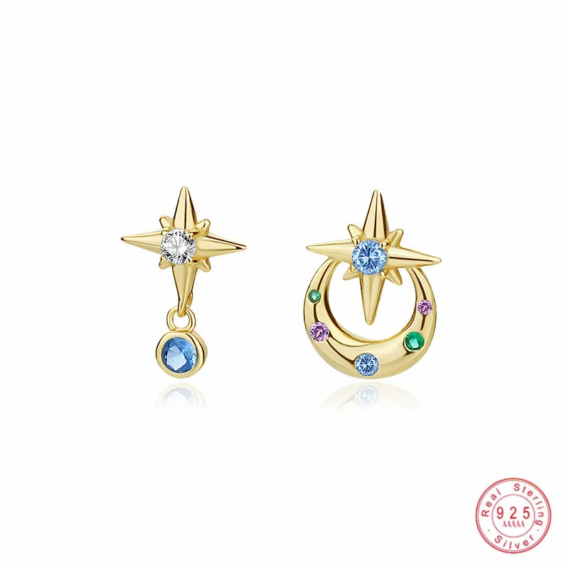 925 Sterling Silver Asymmetric Colorful Zircon Star Stud Earrings French Fashion Simple Jewelry Accessories for Women
925 Sterling Silver Asymmetric Colorful Zircon Star Stud Earrings French Fashion Simple Jewelry Accessories for Women