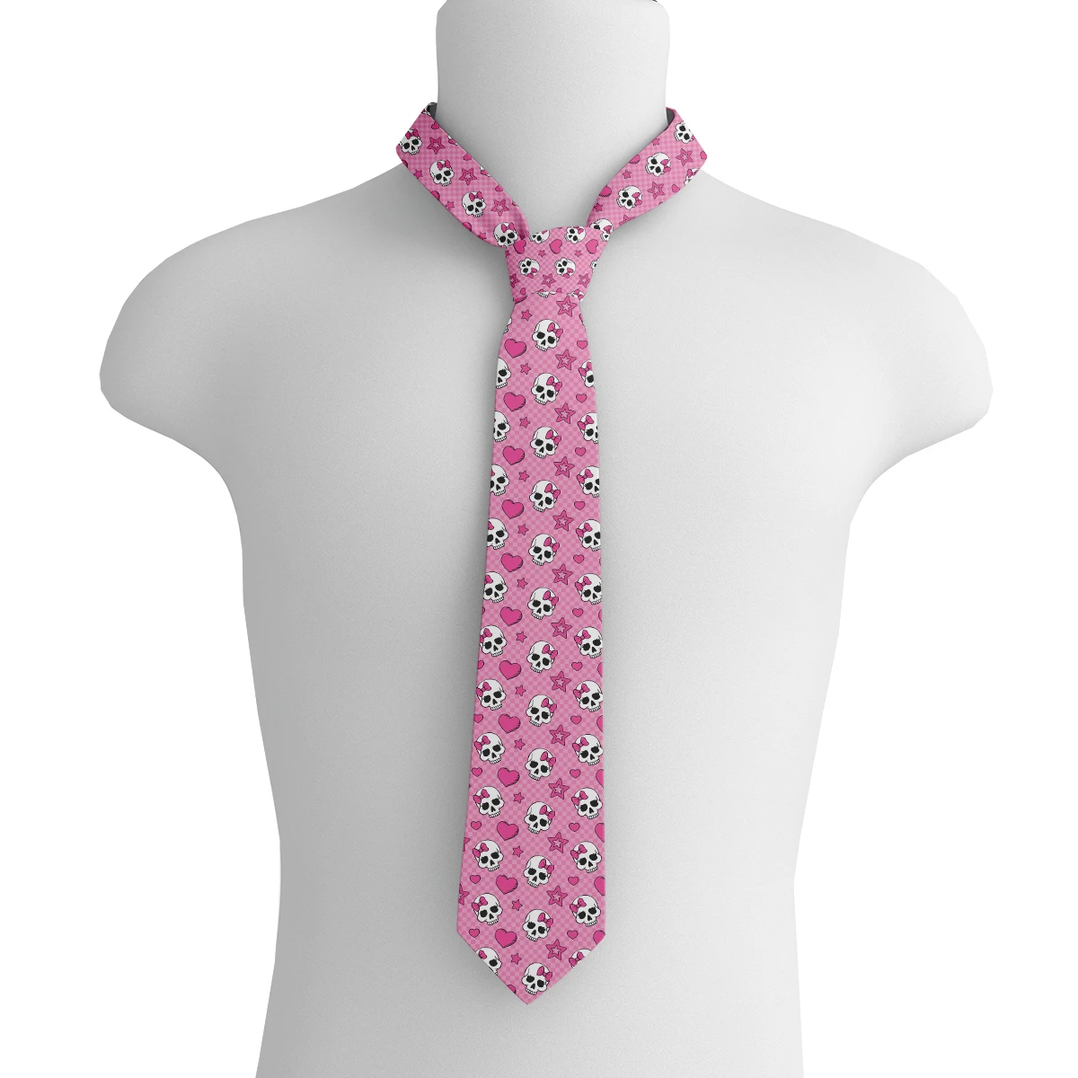 Trendy love skull printed tie men's women's polyester knitted tie fashionable and novel matching tie Halloween party pink gray
Trendy love skull printed tie men's women's polyester knitted tie fashionable and novel matching tie Halloween party pink gray