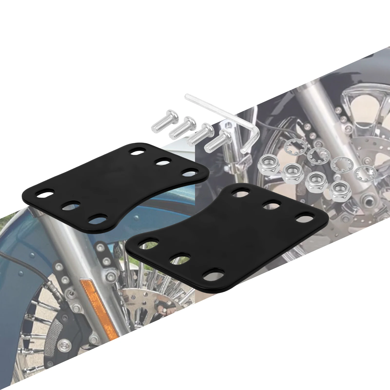 Motorcycle 21" Wheel Front Fender Lift Risers Brackets For Harley Touring Road King Street Electra Glide CVO Limited 2009-2025
Motorcycle 21" Wheel Front Fender Lift Risers Brackets For Harley Touring Road King Street Electra Glide CVO Limited 2009-2025