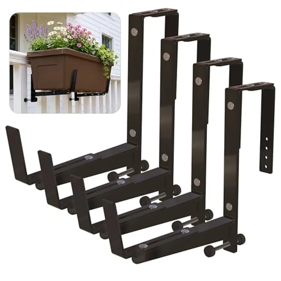 Window Box Brackets for Railing- 4 Pcs Adjustable Planter - Sturdy, Stable Flower Box Brackets for Railings, Balconies and Fenc
Window Box Brackets for Railing- 4 Pcs Adjustable Planter - Sturdy, Stable Flower Box Brackets for Railings, Balconies and Fenc