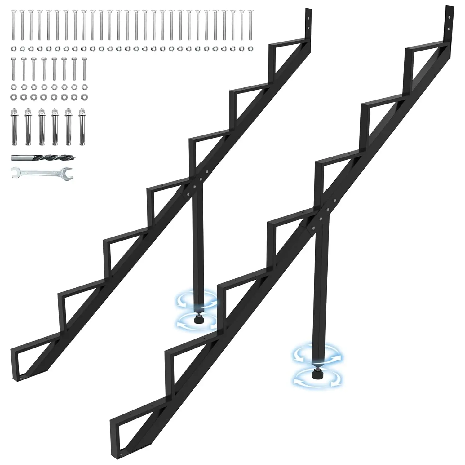 Steel Stair Step Riser 7-Step, Metal Stair Stringer with Reinforcing Support Legs, Heavy Duty Steel Stair Stringer for 57.5"
Steel Stair Step Riser 7-Step, Metal Stair Stringer with Reinforcing Support Legs, Heavy Duty Steel Stair Stringer for 57.5"