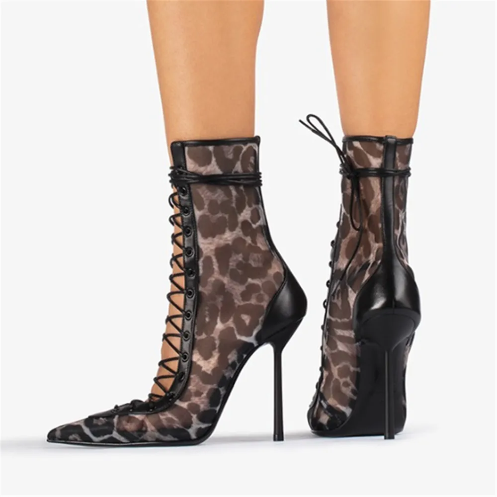 Women European American Ankle Strap Boots for Woman's Pointted Toe Thin Heels Mesh Leopard Print Botas Mujer 2025 Sexy Shoes
Women European American Ankle Strap Boots for Woman's Pointted Toe Thin Heels Mesh Leopard Print Botas Mujer 2025 Sexy Shoes