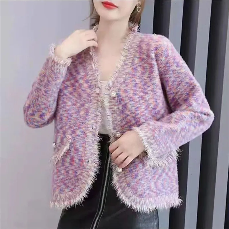 Fashion Design Women's Sweater Color Burrs Flocking Knitted Jacket Cardigan Top 2022 New Spring Autumn Winter Casual Coat Female
Fashion Design Women's Sweater Color Burrs Flocking Knitted Jacket Cardigan Top 2022 New Spring Autumn Winter Casual Coat Female