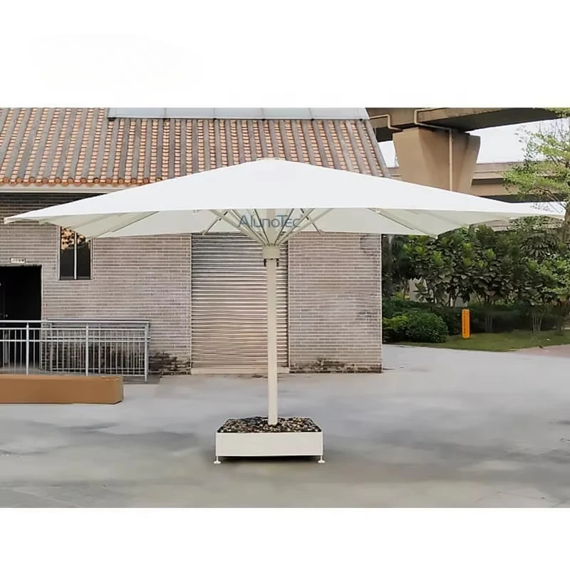 Cafe shop aluminum alloy frame fabric roof umbrella outdoor waterproof round white parasol
Cafe shop aluminum alloy frame fabric roof umbrella outdoor waterproof round white parasol