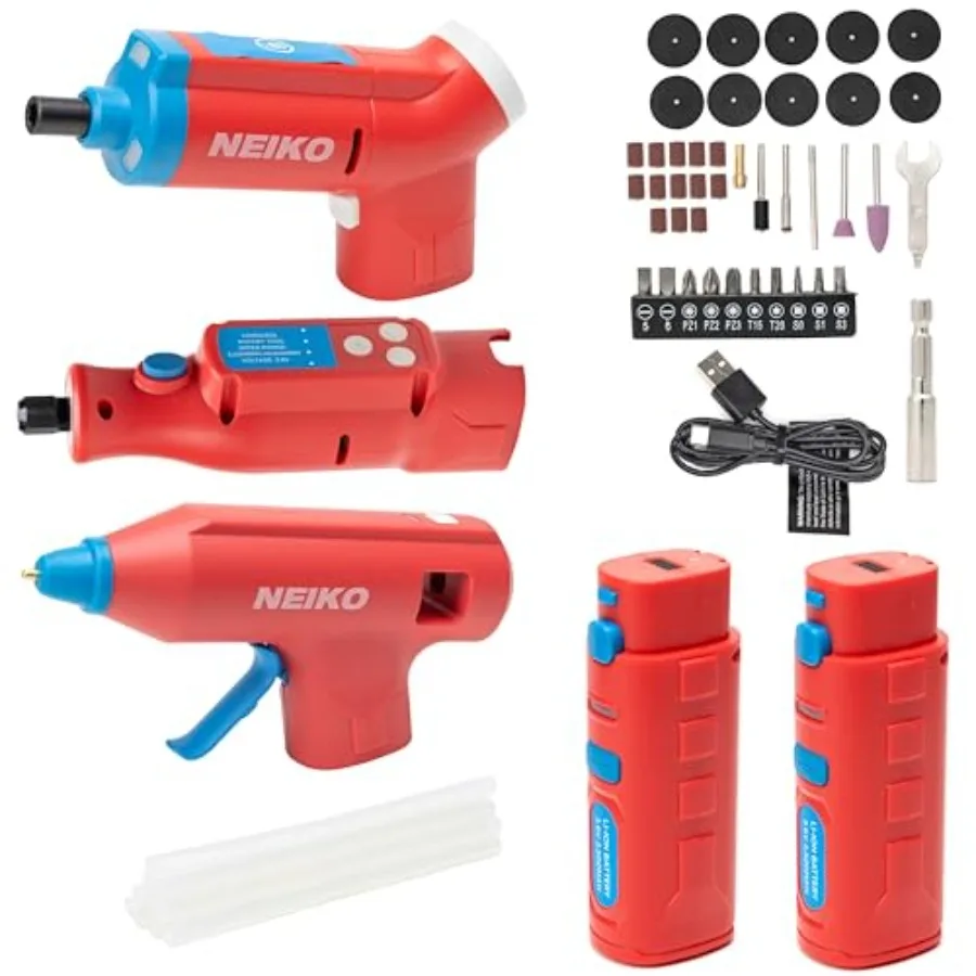 Cordless Tool Set for DIY projects: plastic black/gray 3.6V rotary tool with 46pc accessories 20W hot glue gun 20 glue sticks 3
Cordless Tool Set for DIY projects: plastic black/gray 3.6V rotary tool with 46pc accessories 20W hot glue gun 20 glue sticks 3