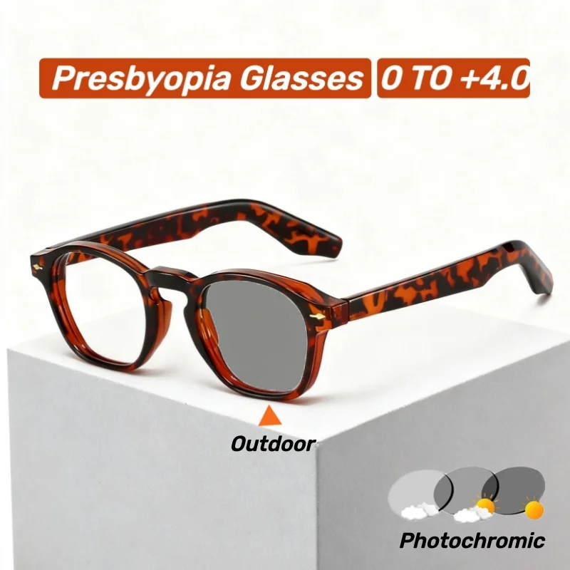 New Blue Light Blocking Photochromic Reading Glasses Fashionable Square Frames Turn Grey Presbyopia Glasses with Plus Diopters
New Blue Light Blocking Photochromic Reading Glasses Fashionable Square Frames Turn Grey Presbyopia Glasses with Plus Diopters
