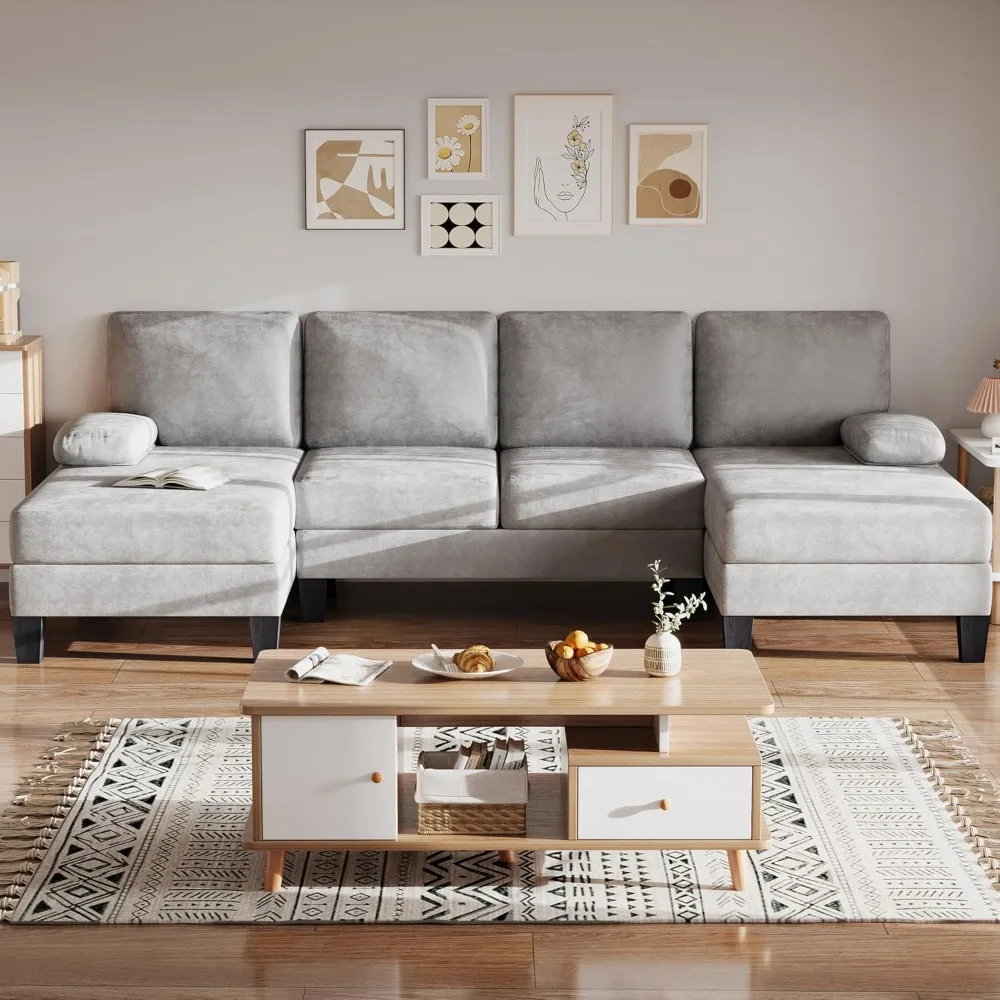 U Shaped Modular Sofa Couch with Cushion & Chenille Fabric, 4-Seat Comfy Furniture Sets with Double Chaise for Apartment
U Shaped Modular Sofa Couch with Cushion & Chenille Fabric, 4-Seat Comfy Furniture Sets with Double Chaise for Apartment