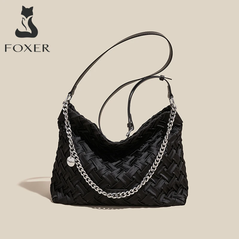 FOXER Woven Fabric Hobo Bag Women's Shoulder Bag 2026 New Casual Commute Crossbody Bag Chain Strap Handbag for Ladies
FOXER Woven Fabric Hobo Bag Women's Shoulder Bag 2026 New Casual Commute Crossbody Bag Chain Strap Handbag for Ladies