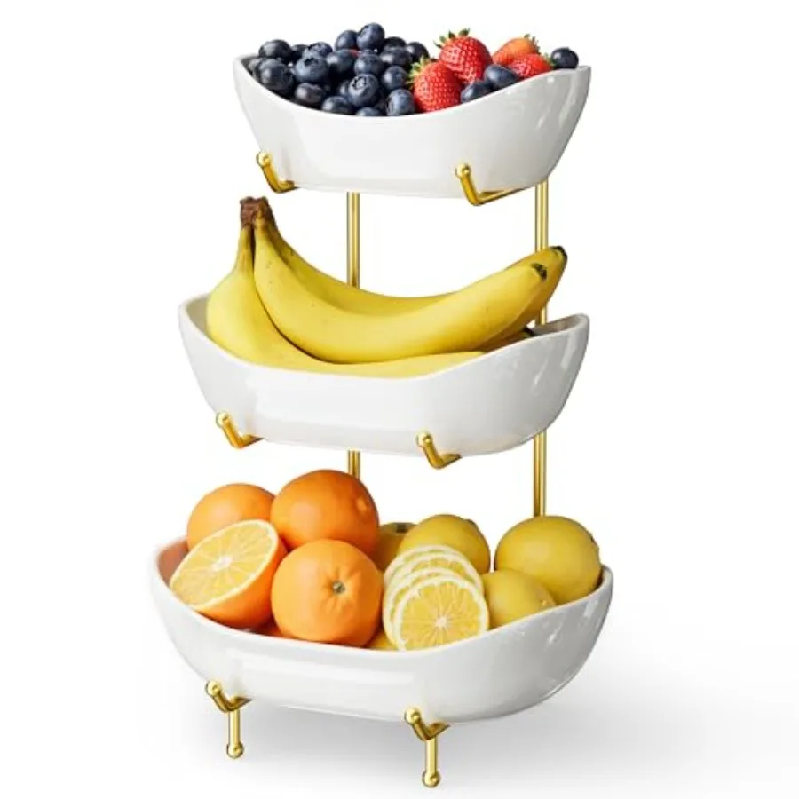 Ceramic Fruit Bowl for Kitchen Counter Fruit Basket with Gold Metal Stand, Fruit Holder for Snacks, Nuts, Cakes, Desserts, Brea
Ceramic Fruit Bowl for Kitchen Counter Fruit Basket with Gold Metal Stand, Fruit Holder for Snacks, Nuts, Cakes, Desserts, Brea