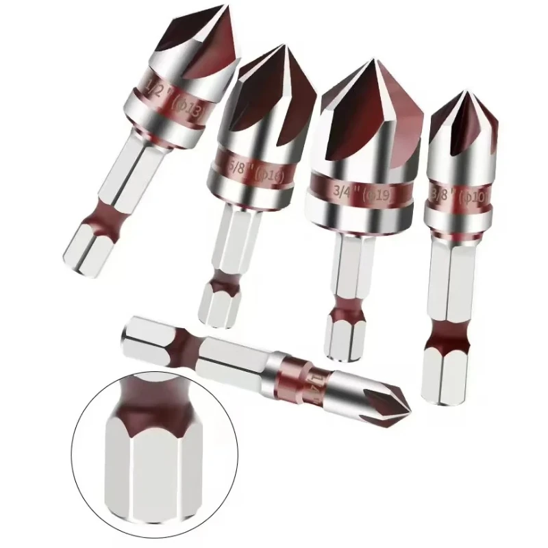 5PCS M35 5-Flute Hex Shank Countersink Drill HSS for Metal/Wood/Plastic High Speed CNC & Hand Tools Chamfering Hole Deburring
5PCS M35 5-Flute Hex Shank Countersink Drill HSS for Metal/Wood/Plastic High Speed CNC & Hand Tools Chamfering Hole Deburring