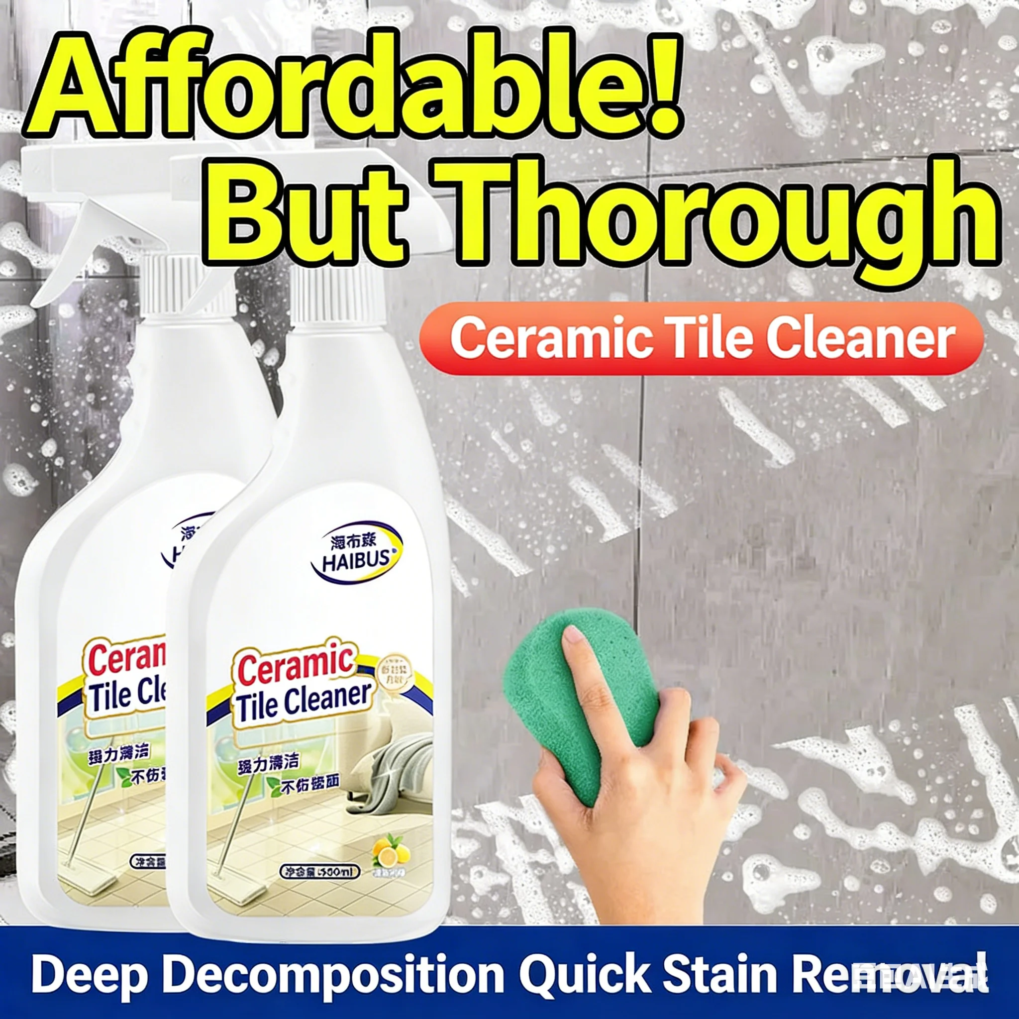 Tile cleaner, powerful dirt and oil remover for household bathrooms, mopping and cleaning liquid,floor cleaner porcelain cleaner
Tile cleaner, powerful dirt and oil remover for household bathrooms, mopping and cleaning liquid,floor cleaner porcelain cleaner