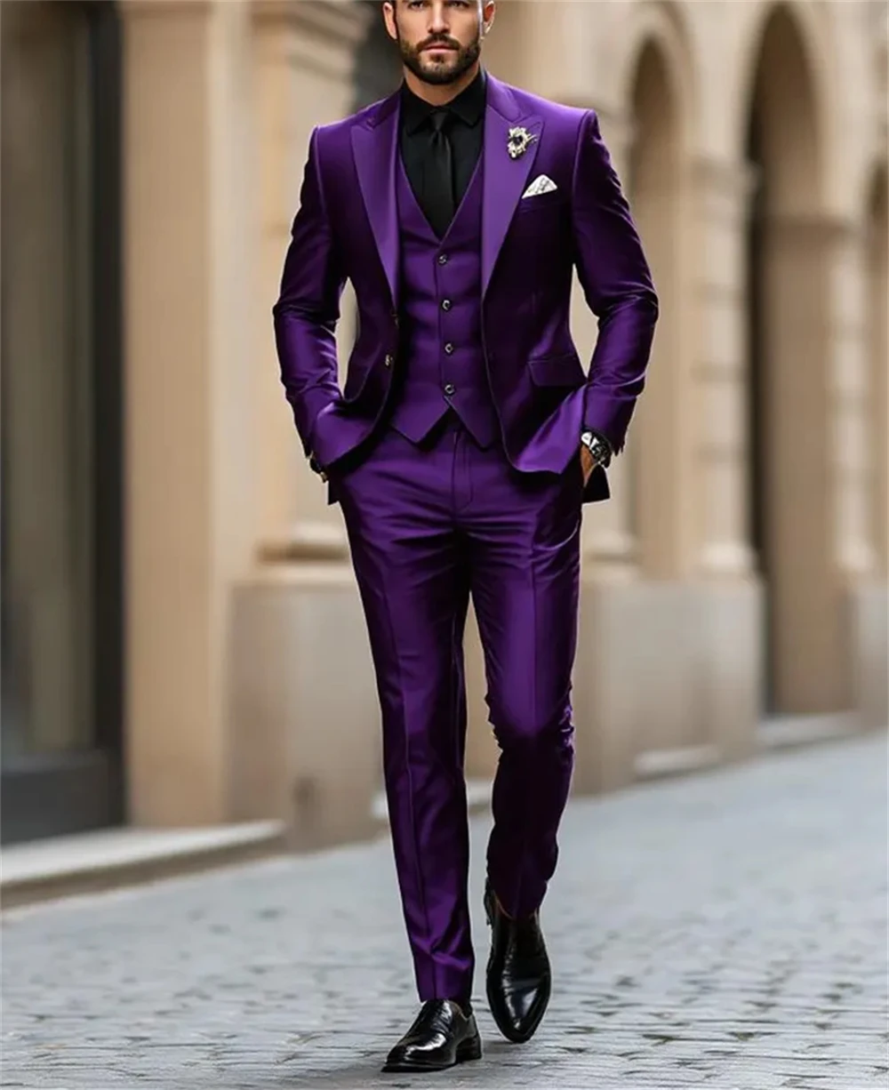 2025 Purple Men's Suits 3 Pieces Slim Fit Formal Suit Groomsmen Tuxedo Party Business Office Wear ( Jacket+Vest+Pants )
2025 Purple Men's Suits 3 Pieces Slim Fit Formal Suit Groomsmen Tuxedo Party Business Office Wear ( Jacket+Vest+Pants )