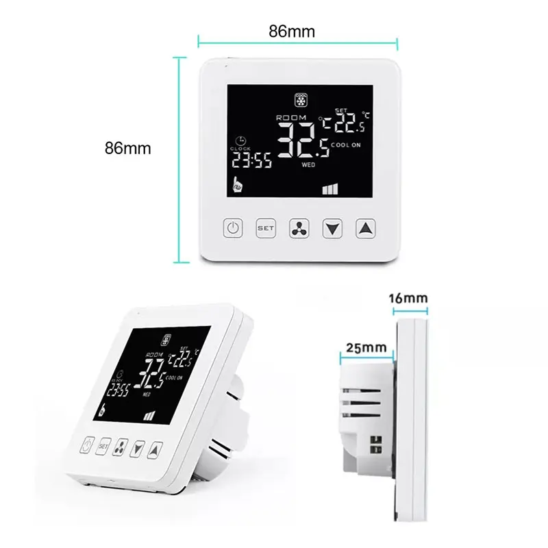 Tuya WiFi Smart FCU Thermostat Fan Coil Unit Temperature Controller for Central Air Conditioner Heating Cooling Alexa for Home
Tuya WiFi Smart FCU Thermostat Fan Coil Unit Temperature Controller for Central Air Conditioner Heating Cooling Alexa for Home
