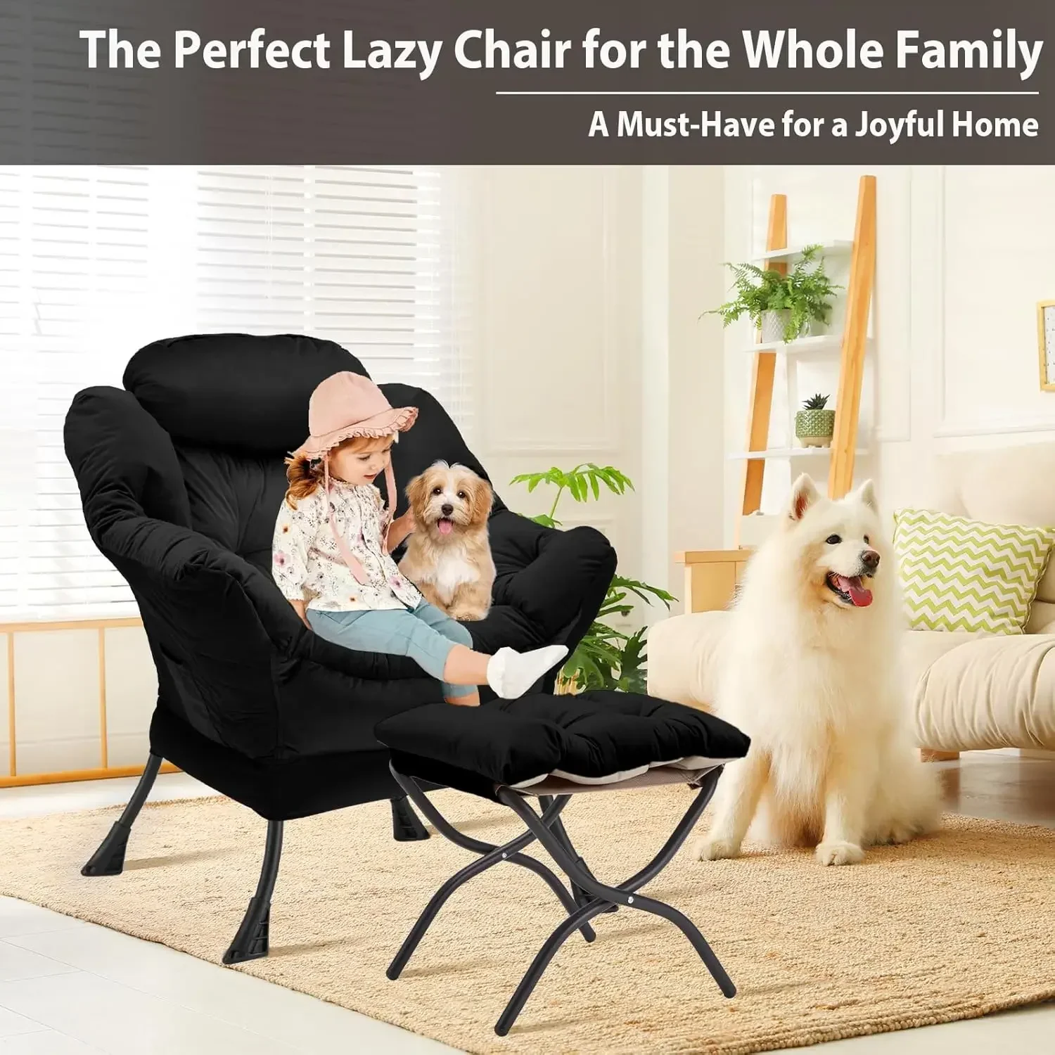 Lazy Chair with Folding Ottoman,Accent Chair Velvet Upholstered with Metal Structure and Non-Slip Pads,Sofa Armchair Footrest
Lazy Chair with Folding Ottoman,Accent Chair Velvet Upholstered with Metal Structure and Non-Slip Pads,Sofa Armchair Footrest