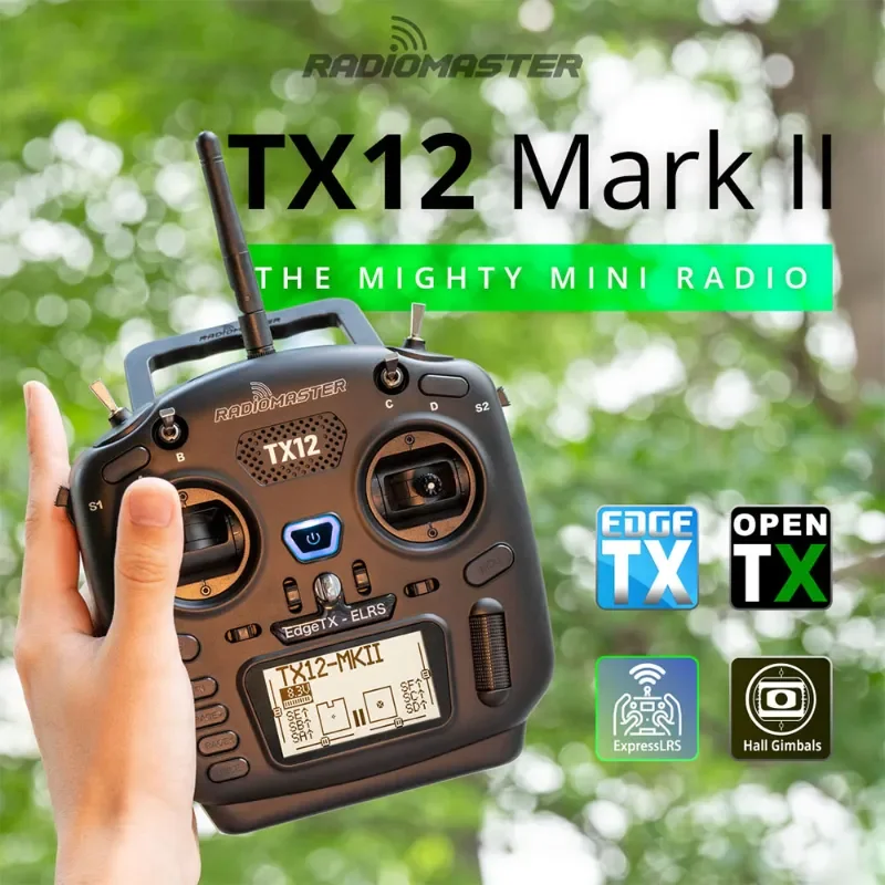 Радиомастер TX12 MKII 2,4G CC2500 / ExpressLRS 16CH EdgeTX / OpenTX совместимая цифровая пропорциональная радиосистема
Радиомастер TX12 MKII 2,4G CC2500 / ExpressLRS 16CH EdgeTX / OpenTX совместимая цифровая пропорциональная радиосистема